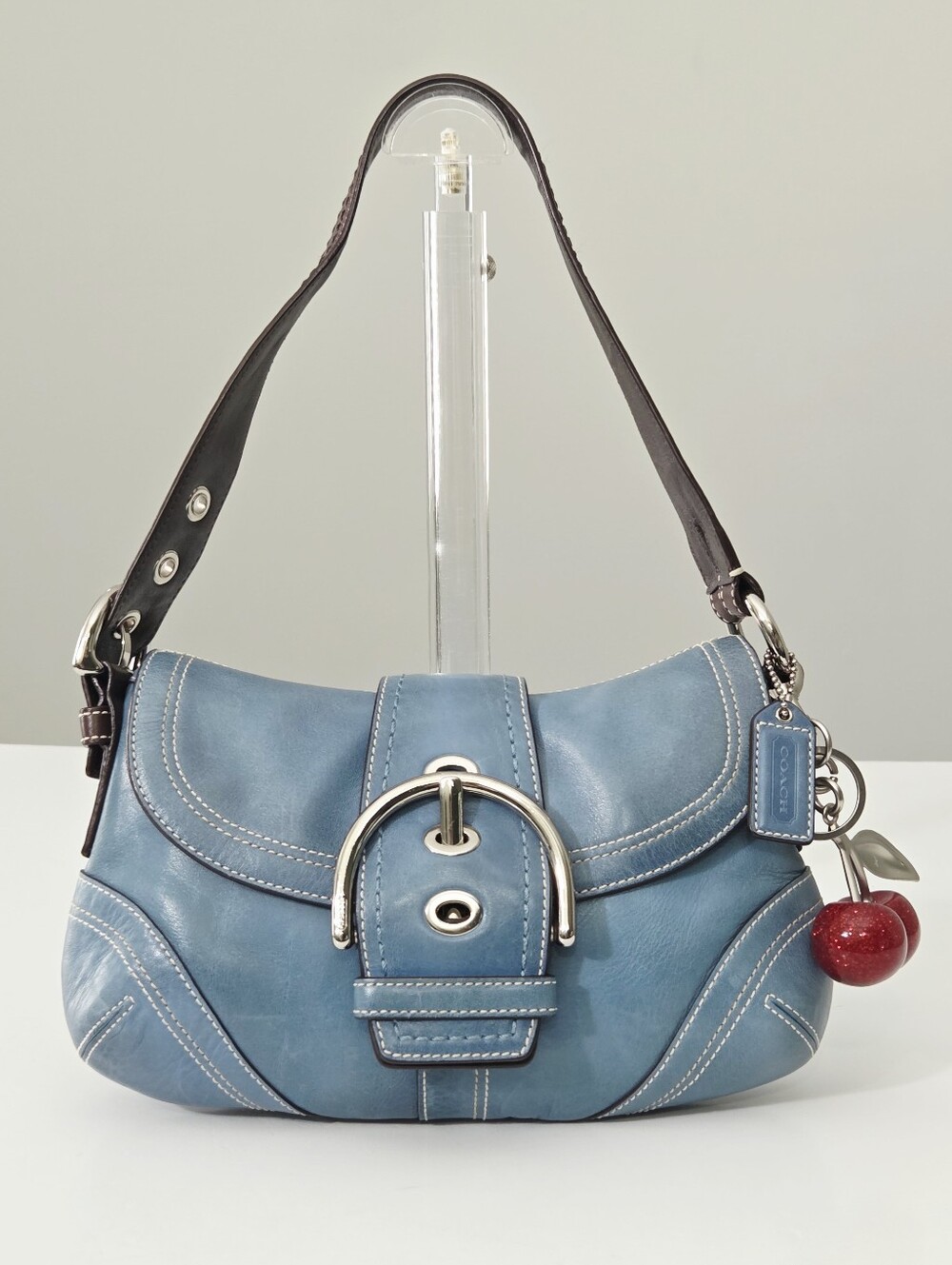 RARE COACH Y2K SOHO BUCKLE FLAP BAG 10316 - DENIM BLUE / BROWN